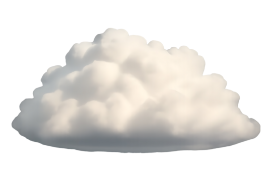 Fluffy White Cumulus Cloud Isolated on Black Background Soft Light Illumination Realistic 3 D Render