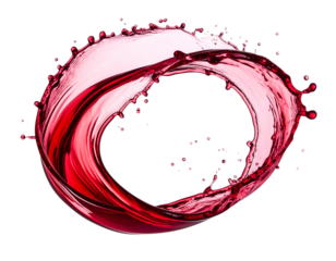  Elegant Red Wine Splash Arc Isolated on White Background PNG