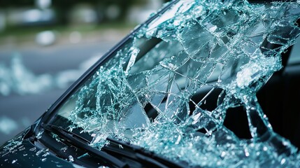 broken glass of a car