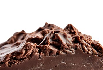 Dark chocolate block close-up with rough texture