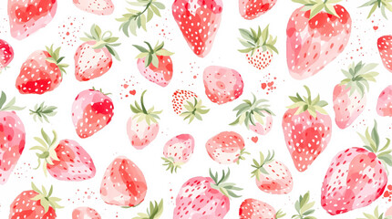 Watercolor background pattern strawberry on white background
