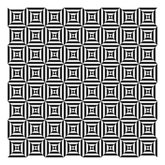 Geometric optical illusion creating three dimensional squares repeating pattern
