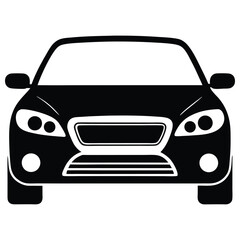 Obraz premium Front view of a black car isolated on white background