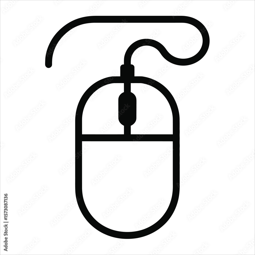 Fototapete Wired Computer Mouse Icon Simple Line Art Design for Digital Projects