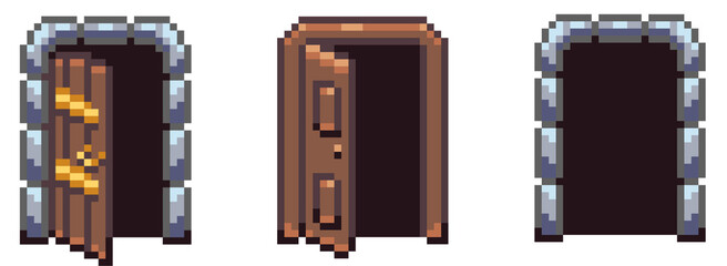 Pixel Dungeon Doors & Portals Game Assets