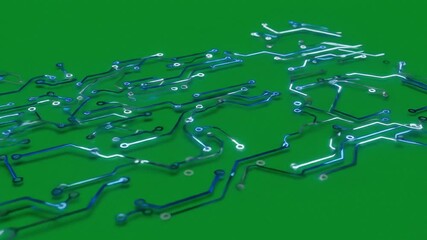 Abstract circuit board pattern on green background. - Powered by Adobe