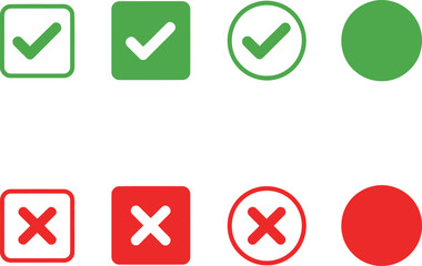 Green checkmarks and red crosses in various shapes square