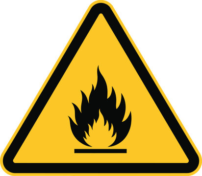 Warning symbol for flammable materials fire flame