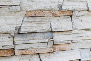 Close up shot of the decorative stone wall. Background