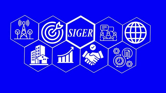 siger and Business Strategy Icons Animation Corporate Growth and Global Business Vision Animated Business Goals and Success Icons.