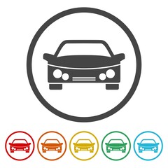 Bumper plastic car part icon. Set icons in color circle buttons