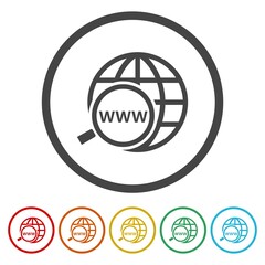 Domain Name Registration icon. Set icons in color circle buttons