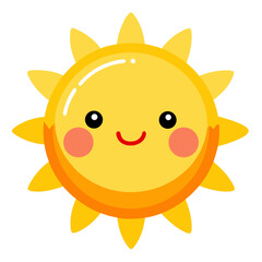Cute Cartoon Sun Character Smiling Brightly Summer Design