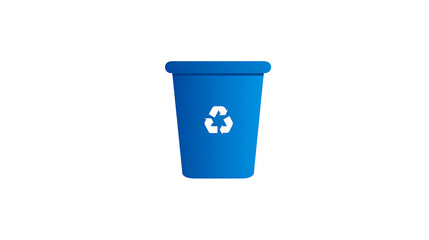 Vibrant blue recycling bin displayed on transparent background, showcasing eco-friendly waste management symbol for environmental consciousness.