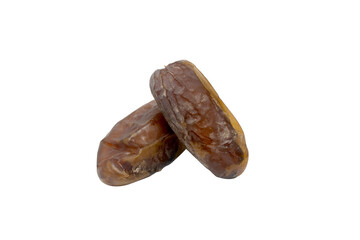 Organic dried dates cluster on white background isolated