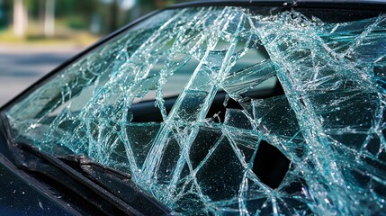broken glass of a car