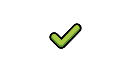 A luminous green checkmark floats on a black backdrop, indicating approval or completion with a modern aesthetic and transparent qualities, transparent background