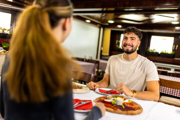 Couple at Resort Restaurant Enjoying Traditional Breakfast