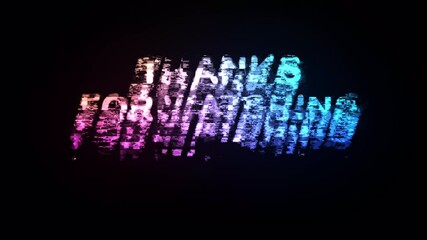 Glitch thanks for watching end screen with digital distortion effect. Perfect for video outros to engage viewers till the end