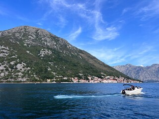 Positano coast , Italy, 2019. Positano village in the mountains. Coastal or coast view. Positano, is a village on the Amalfi Coast, Salerno, Campania. Sea Beach Travel destinations. Europe. Italian. 