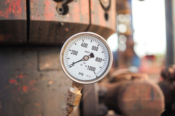 A pressure gauge which is installed on pipeline in refinery plant, using to monitoring process pressure.