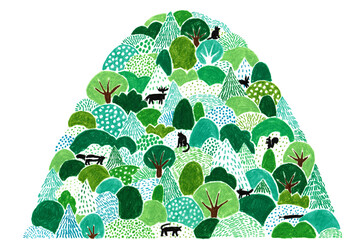 手描きイラスト　大きな山