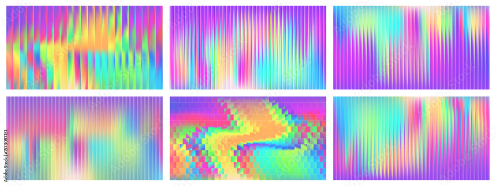 Poster glass gradient background set with y2k chromatic patterns and reeded texture. abstract neon design w