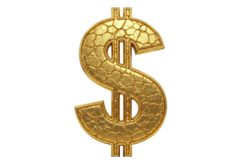 Isolated Golden Dollar Sign with Cracked Texture