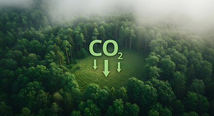 Carbon Dioxide Absorption in Lush Green Forest Aerial View Environmental Conservation