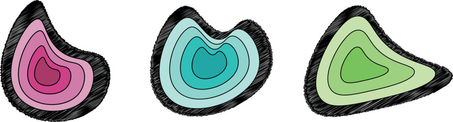 Handcrafted-Looking Organic Blob Illustration with Grunge Accents and Multicolor Opacity Layered Aesthetic