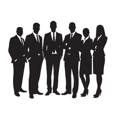 Business people silhouettes, group of standing business men and women	

