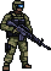 Fototapeta premium Army Character Pixel Art