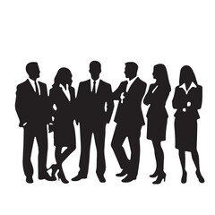 Business people silhouettes, group of standing business men and women	
