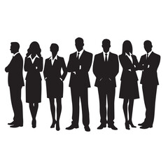 Business people silhouettes, group of standing business men and women	
