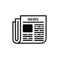 Newspaper Icon Vector Illustration – Black and White News Symbol Isolated on White Background
