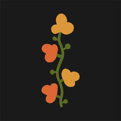 Abstract botanical drawing. Colorful flower, pattern design for print, wallpaper, clip art. Hand drawn vector illustration. Simple cute drawing.