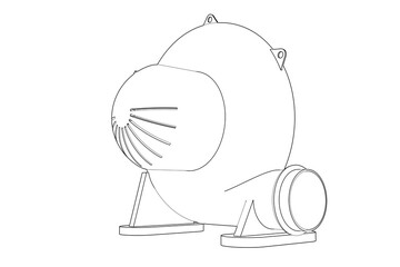 Detailed line drawing of a centrifugal blower, often used for industrial ventilation, HVAC systems, or air movement. Clean black and white technical illustration, ideal for engineering, design, or
