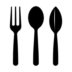 minimalist black silhouette of cutlery including vector art