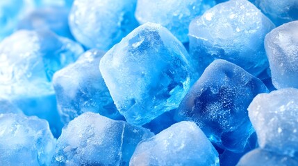 Close-Up of Blue Ice Cubes Showcasing Frozen Texture and Vibrant Color