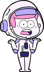 cartoon surprised astronaut in bright neon color