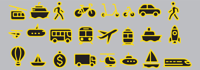 Transportation thin line icons. Editable stroke. Pixel perfect.