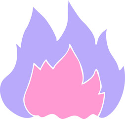 flat color illustration of fire in bright neon color