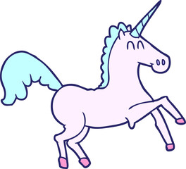 cartoon unicorn in bright neon color