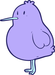 cute cartoon kiwi bird in bright neon color