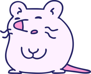 cartoon of a white mouse in bright neon color