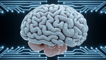 3D brain model digital network neural connections showing advanced neural activity and digital - Powered by Adobe