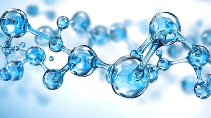 Close-Up of Transparent Blue Molecular Connections on Gradient Background