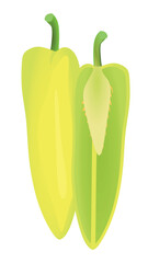 Green pepper on white background, vector	
