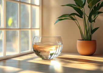 glass of water in the window
