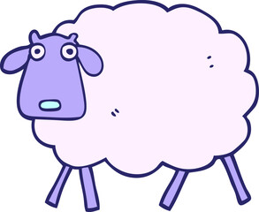 cartoon sheep in bright neon color